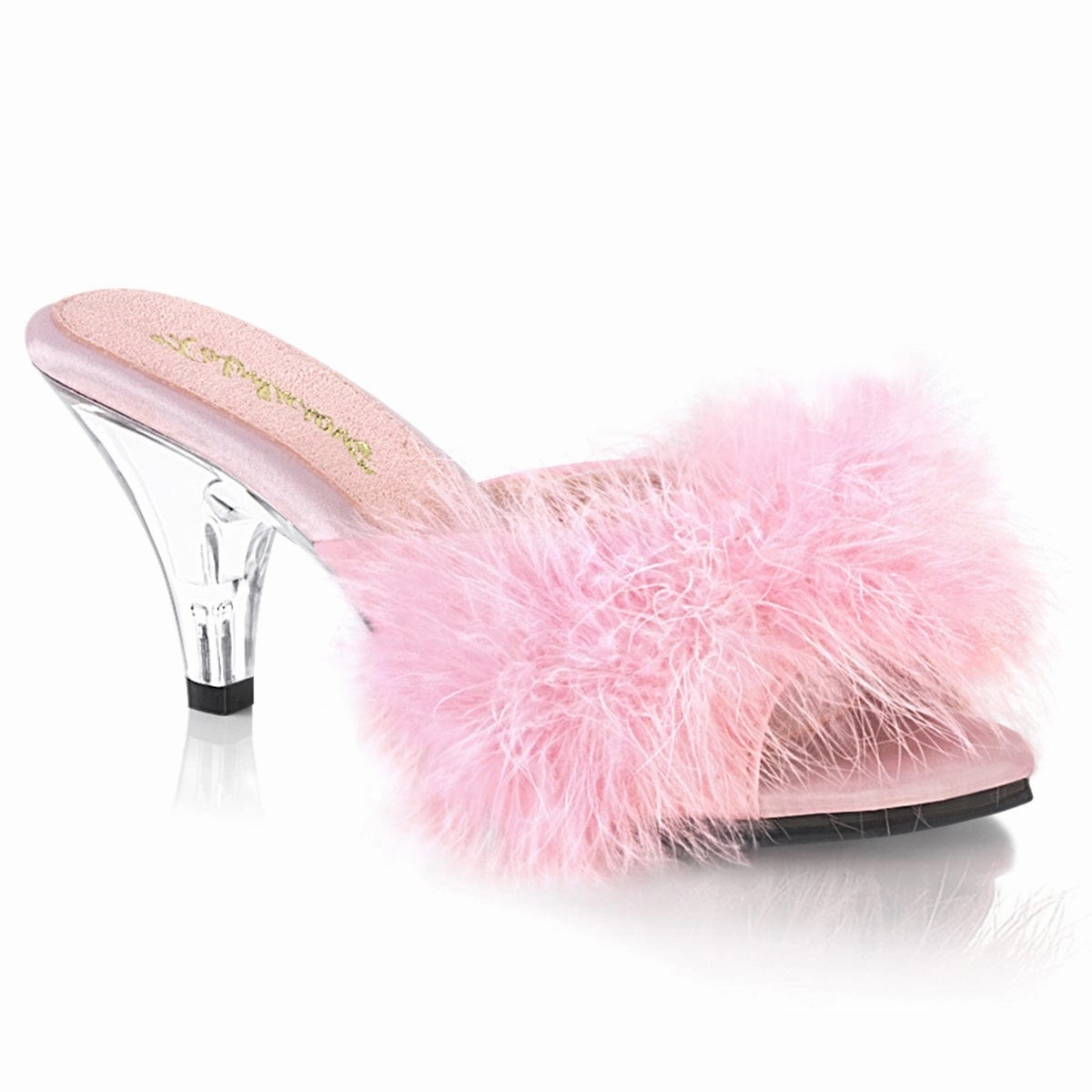 BELLE-301F Baby Pink Pu-Fur/Clear Eco-Friendly Footwear Minimal Feel