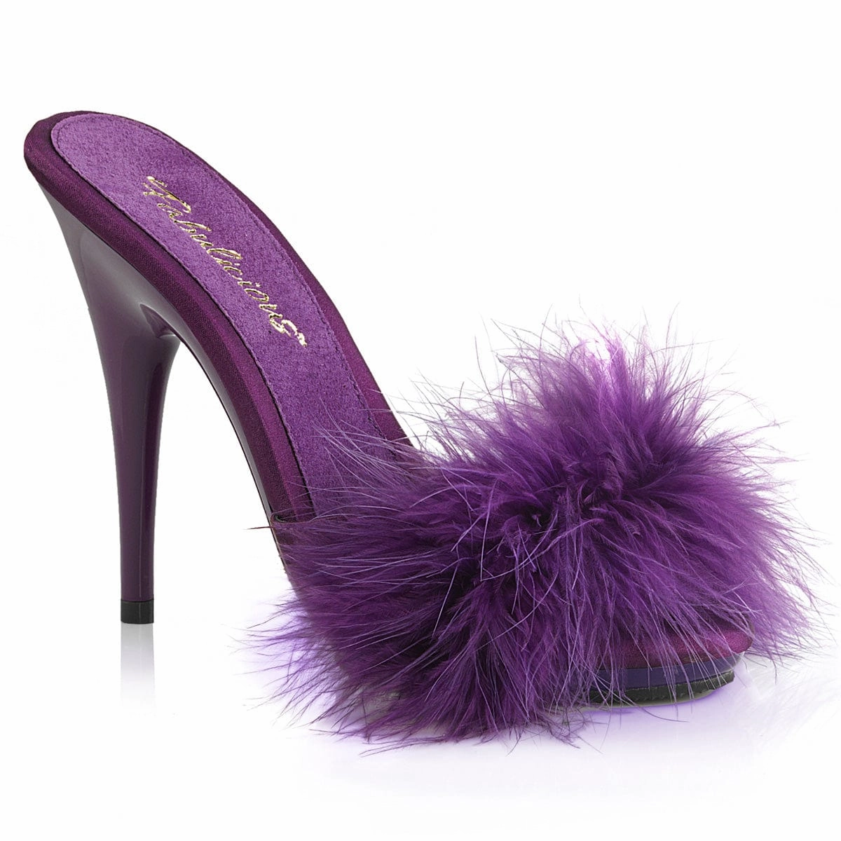 POISE-501F Purple Satin-Marabou Fur/Purple Rubber Outsole Stylish Design