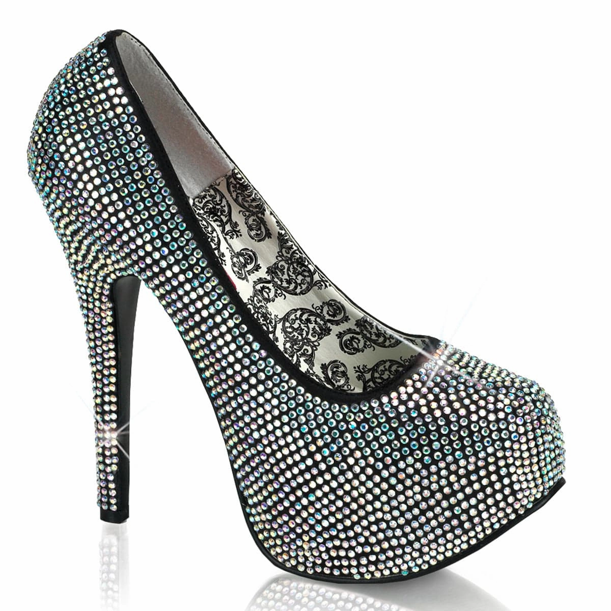 Pointed Toe Pumps TEEZE-06R Iridescent Rhinestones