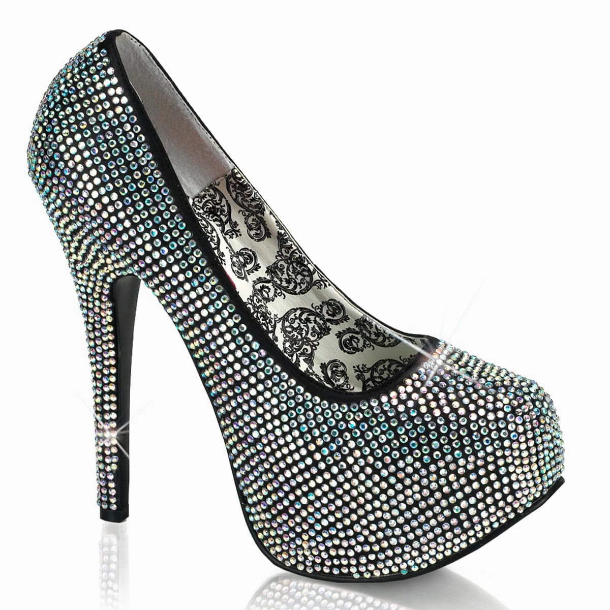TEEZE-06R Iridescent Rhinestones platform sandals