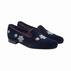 Ergonomic Shape Snowflakes Navy Velvet