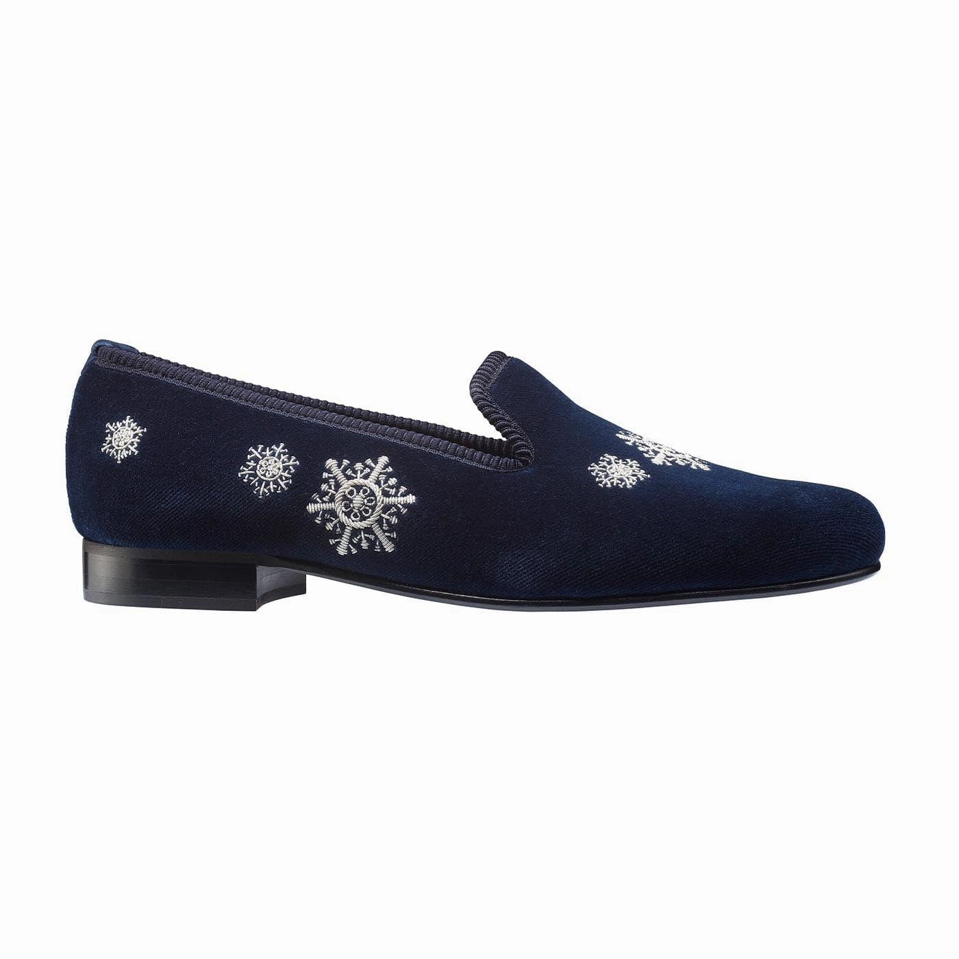 Classic Design Snowflakes Navy Velvet