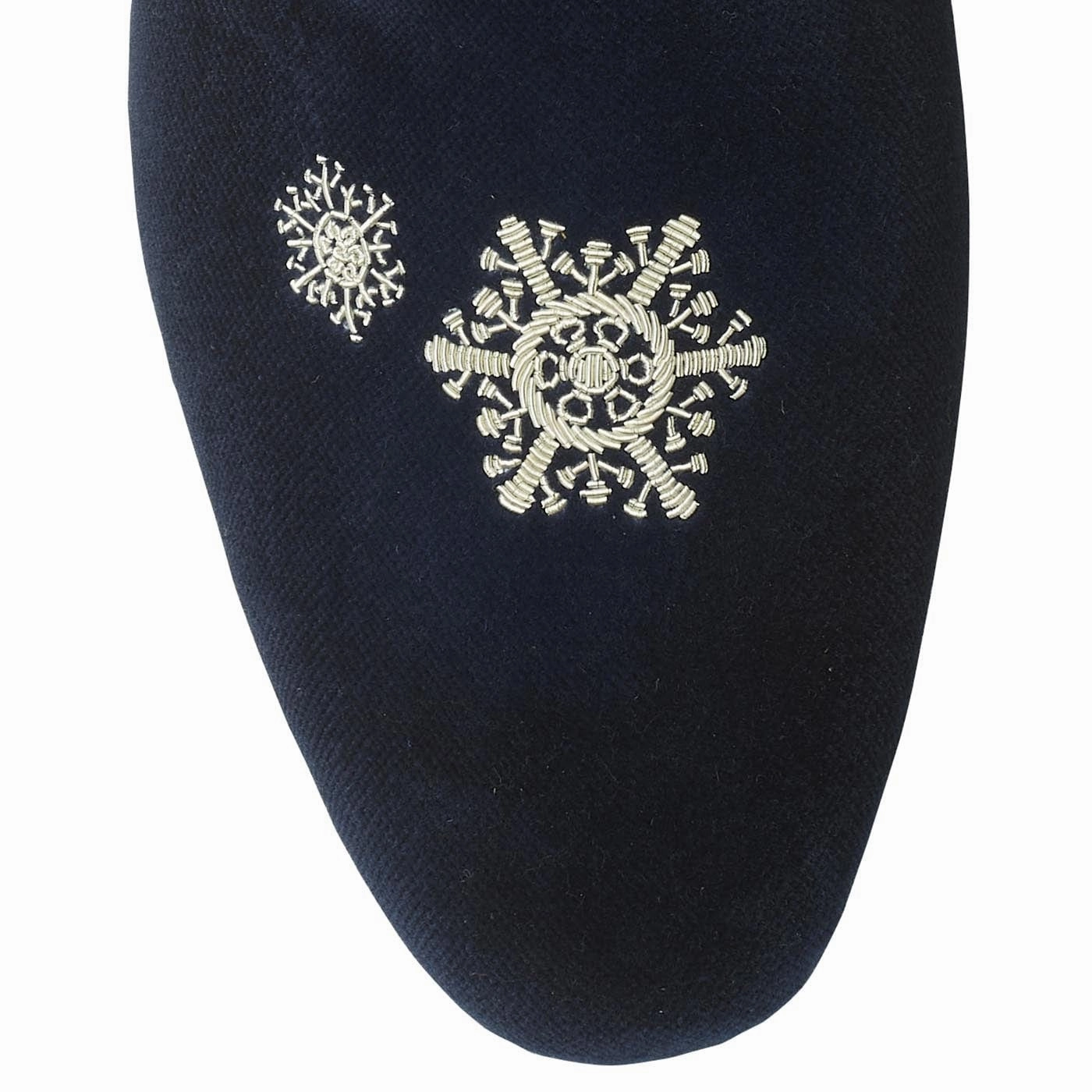 Snowflakes Navy Velvet Comfort Gel Enhanced Mobility
