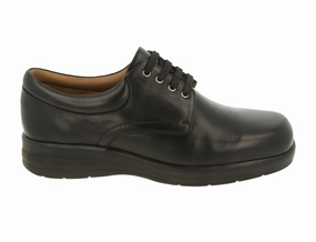 Mens Wide Fit Bob Black Leather Shoes Team Match