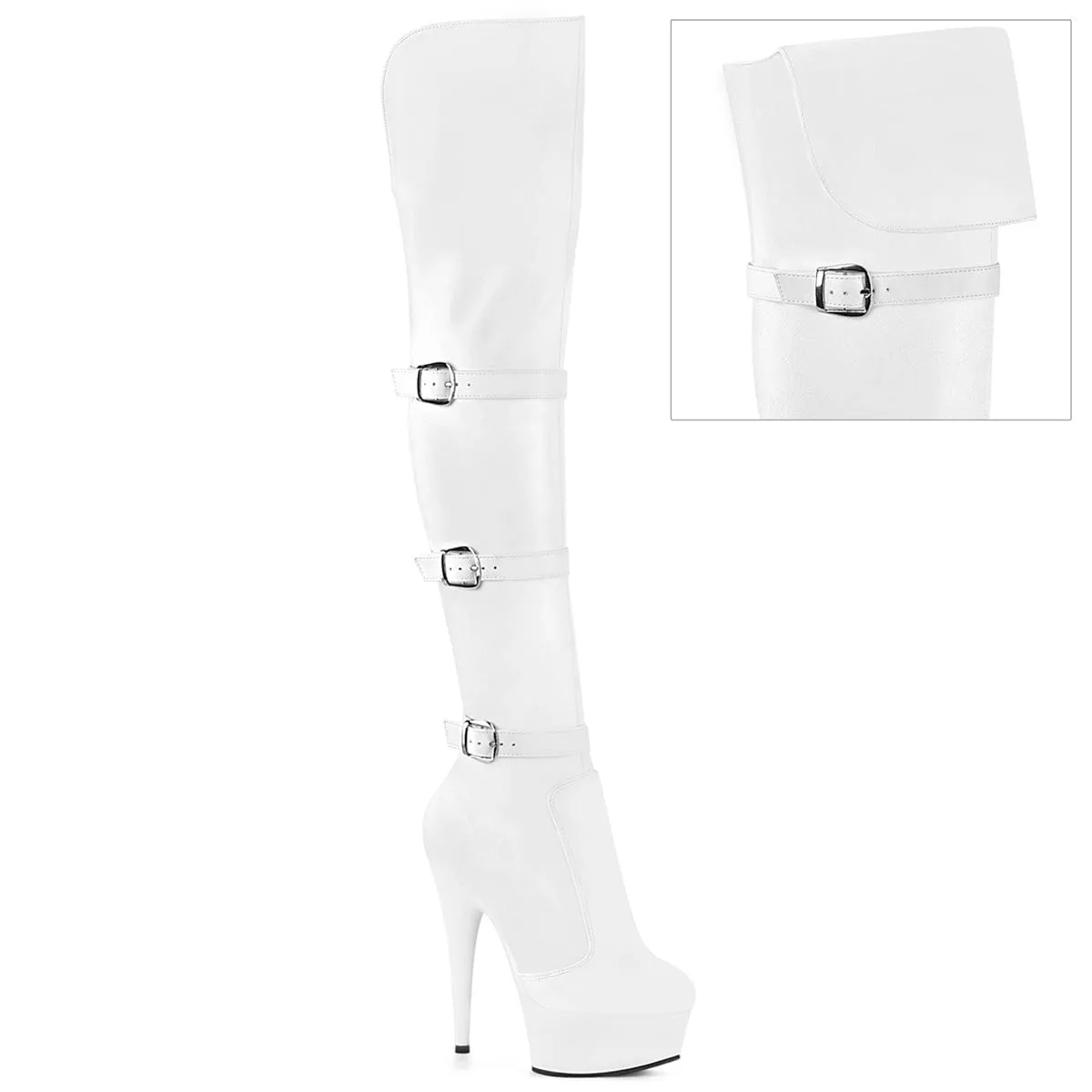 DELIGHT-3018 White Stretch Faux Leather/White Matte Comfort Walk Fit