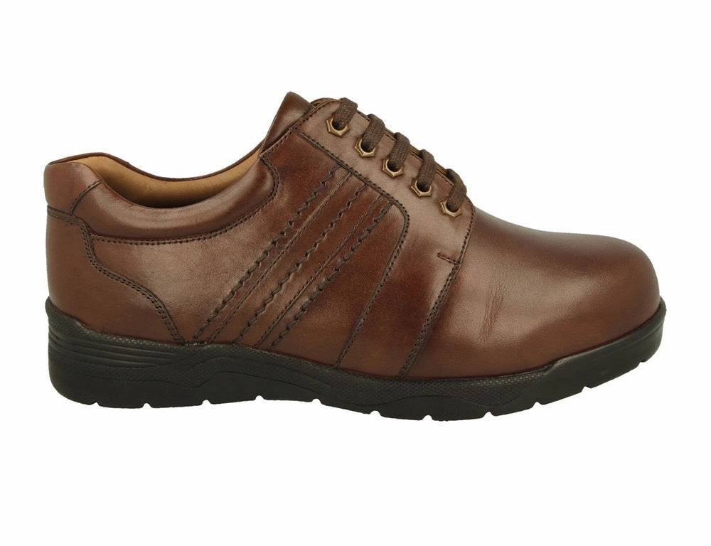 Silver Shine Mens Leather Derek Brown Shoes