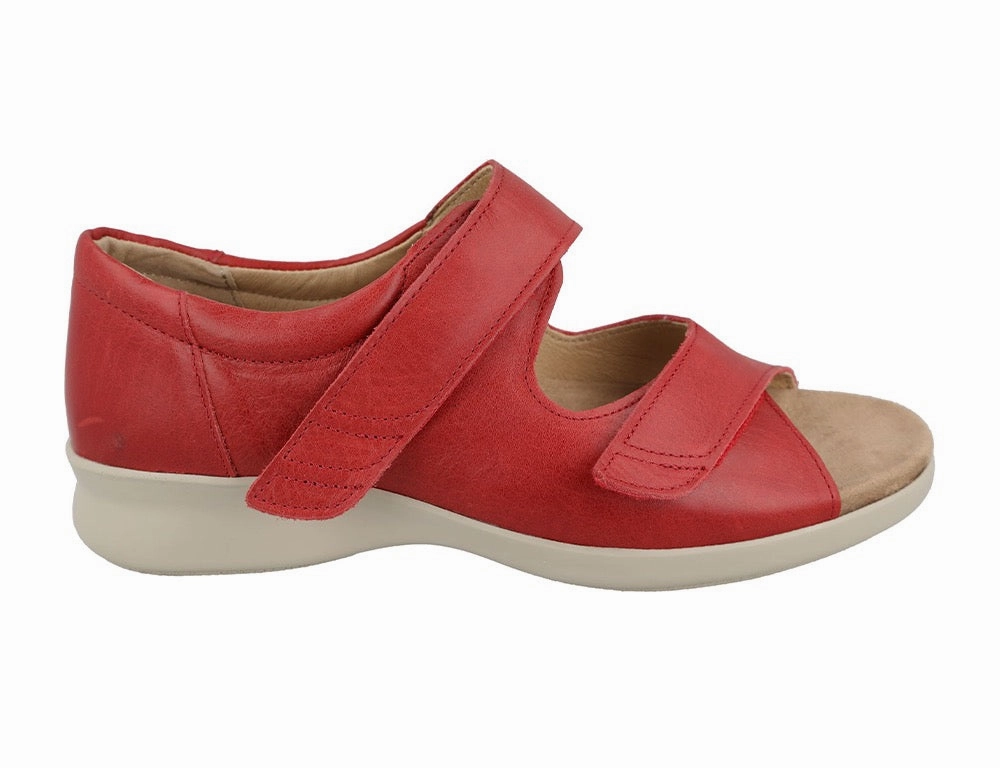 Womens Adjustable Bliss 2 Red Leather Sandals Slip On Silk Feel