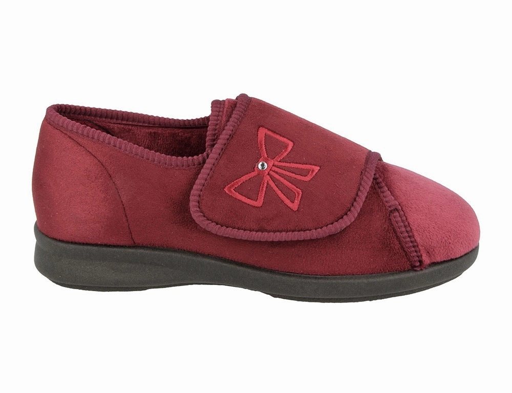 Wardrobe Base Sand Move Womens Wide Fit Keeston Burgundy Slippers