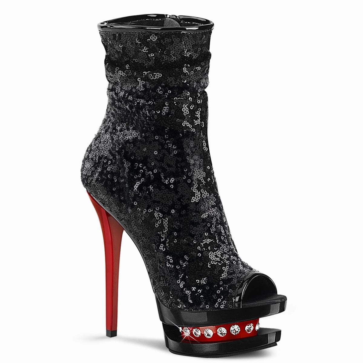 Work Approved Matte Tone BLONDIE-R-1008 Black Sequins/Black-Red