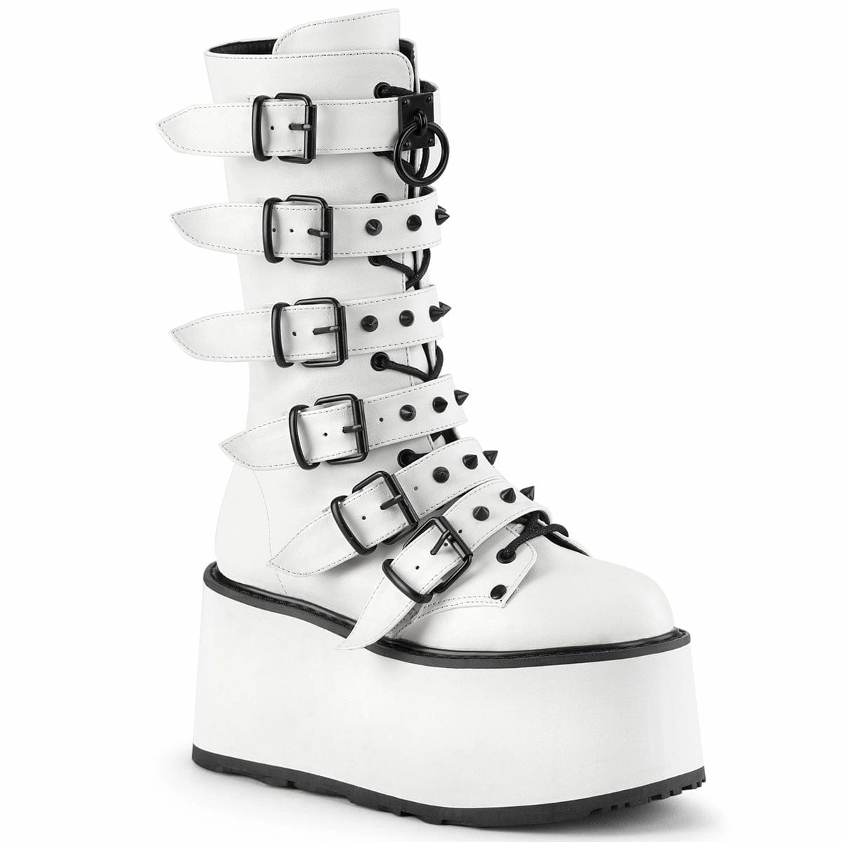 DAMNED-225 White Vegan Leather Sole Soft School Day