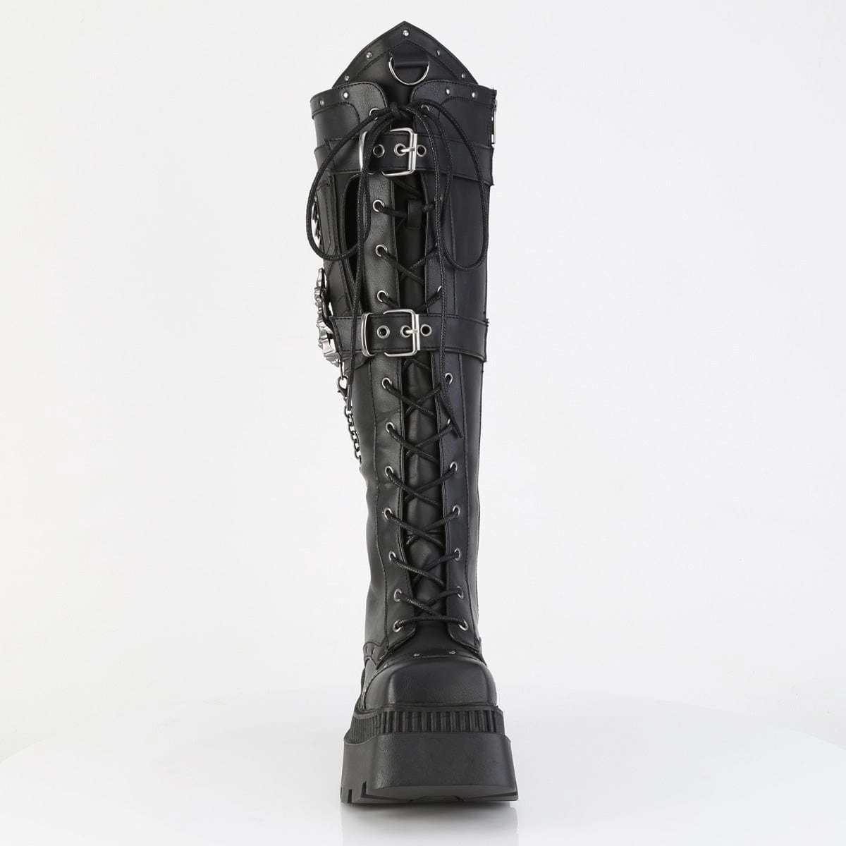 Contoured Footbed WRATH-205 Black Vegan Leather Knee High Boots