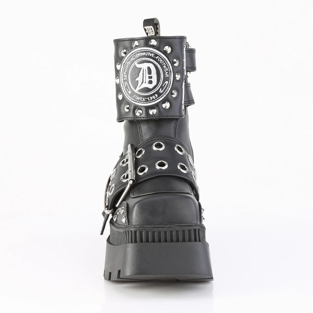 WRATH-58 Black Vegan Leather Ankle Boots Slim Profile Sturdy