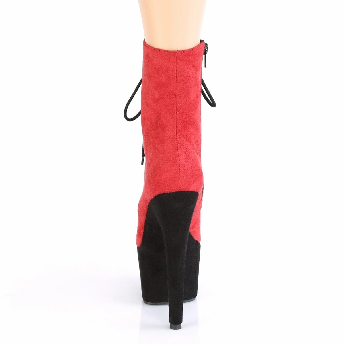 Cushioned heel ADORE-1020FSTT Red Faux Suede/Black Faux Suede